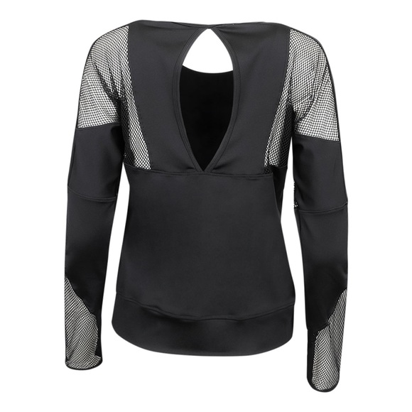 NWT BCBG Max Azria Performance Long Sleeve Mesh Pullover Workout Top Keyhole - Picture 2 of 7